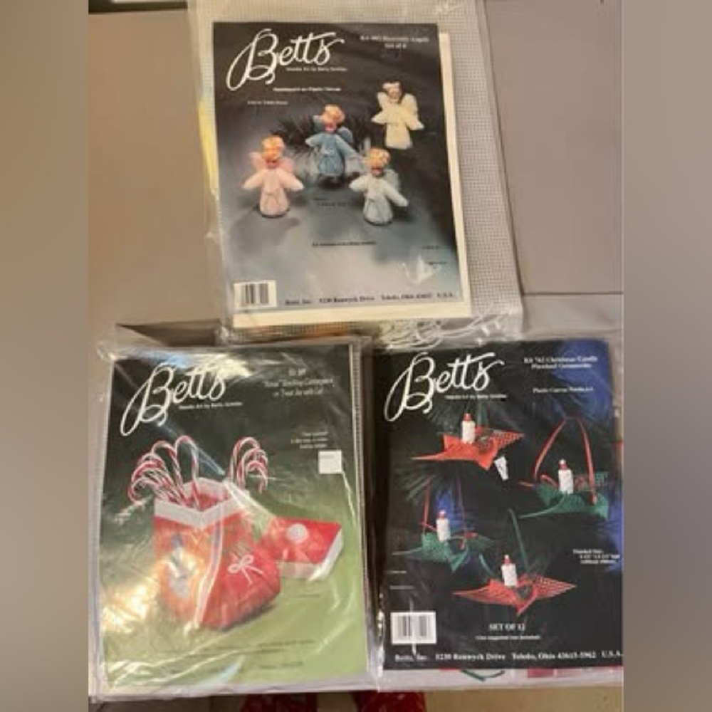 Bett’s Plastic Canvas Holiday Needle Art Craft Kits Angels Ornaments Assortment